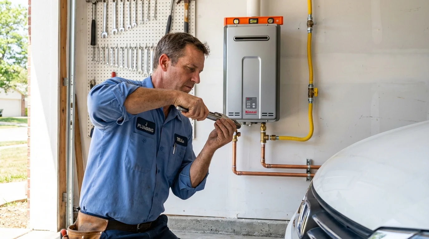Tankless water heater installation by a Johns Plumbing LLC plumber in Pine Ridge